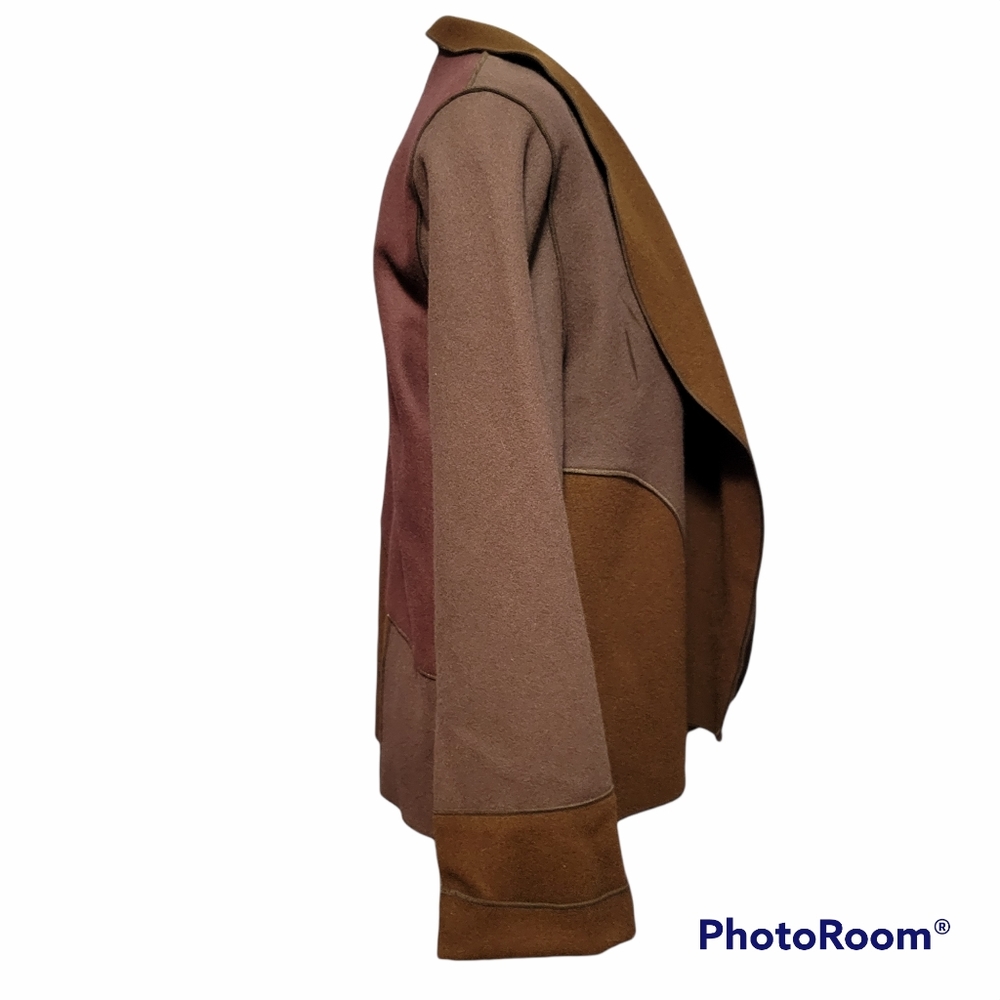 Bohemian Western Jacket Blazer Soft Wool Suede Rosewood  Embroidered Women Small